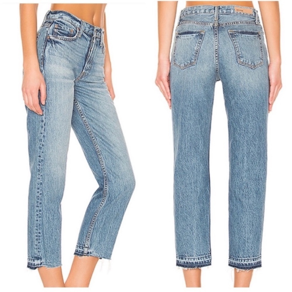 GRLFRND Helena Giulia Straight‎ Leg Raw Hem Jeans Size 30